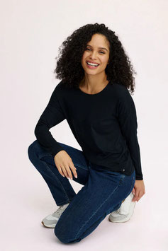 Lockeres Langarmshirt aus Ecovero Black von Tranquillo