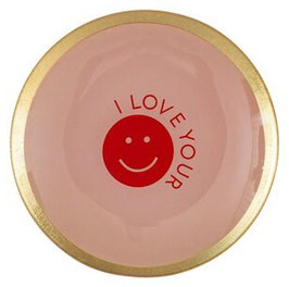 Runder Glasteller "I love your smile" von Giftcompany