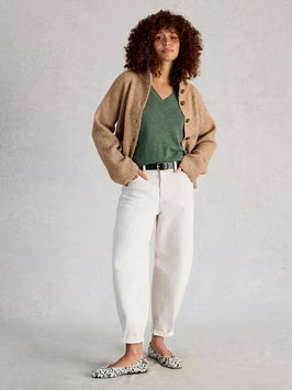 Elody Linen Blend Jumper Khaki Green von White Stuff
