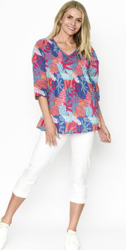 Tina V-Neck Pleated Top 3/4 Sleeve DW122H von Orientique