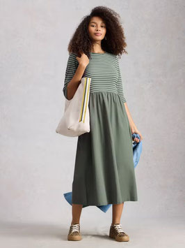 Shay Jersey Mix Dress Khaki Green  von White Stuff