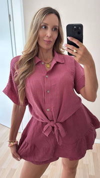 MUSSELINBLUSE SUMMER - BEERE