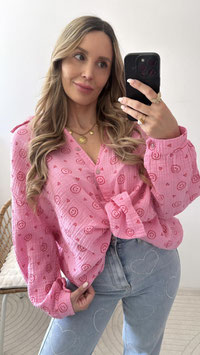 MUSSELINBLUSE SMILE - ROSA/PINK
