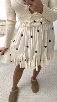 CHIFFONVOLANTROCK HERZI -  CREME/SCHWARZ