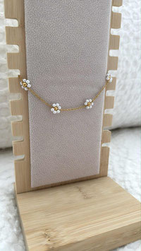 EDELSTAHL FUSSKETTE - WHITE FLOWERS