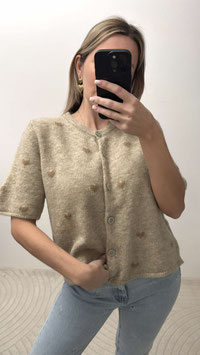 LAST ONE - KURZARMPULLI CARDIGAN - TAUPE/BRAUN