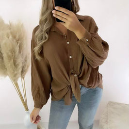 OVERSIZE MUSSELINBLUSE NEDA - SCHOKO