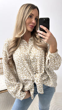 OVERSIZE MUSSELINBLUSE LEONEDA - CREME/CAMEL