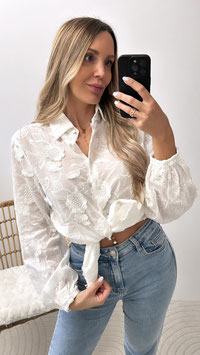 OVERSIZEBLUSE FLORAL - WEISS