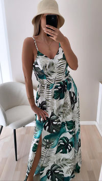 LONGKLEID TROPICAL - GRÜN/WEISS