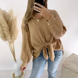 OVERSIZE MUSSELINBLUSE NEDA - HELLBRAUN