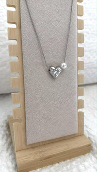 EDELSTAHL KETTE - SILVER HEART PEARL