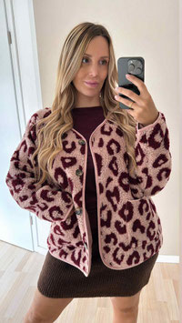 TEDDYJACKE LEO - BURGUNDER/ROSA