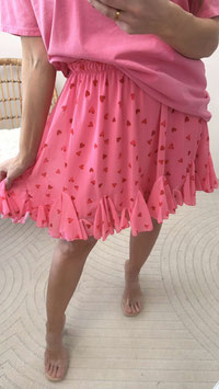 CHIFFONVOLANTROCK LAURI - PINK HEART