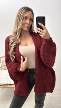 NAHTSTRIFENCARDIGAN KINI - BURGUNDER