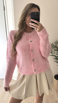 LEICHTSTRICKJACKE BOUCLE- ROSA