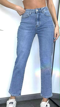 MOMFIT JEANS JENNA - MITTELBLAU