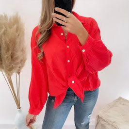 OVERSIZE MUSSELINBLUSE NEDA - ERDBEERE