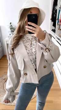 CROPTRENCHCOAT LAURA - GREIGE