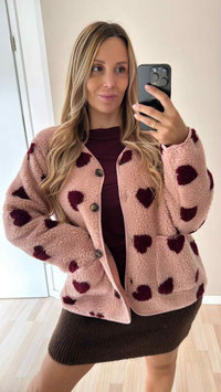 TEDDYJACKE HERZ - ROSA/BURGUNDER