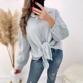 OVERSIZE MUSSELINBLUSE NEDA - HELLGRAU