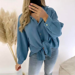 OVERSIZE MUSSELINBLUSE NEDA - JEANSBLAU