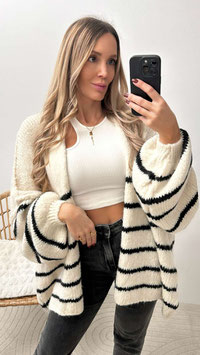 NAHTSTREIFENCARDIGAN KINI - CREME/SCHWARZ