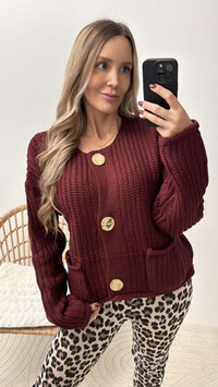 GROBSTRICKJACKE ZERA - BURGUNDER