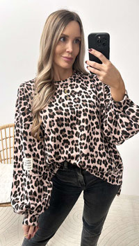 SAMTSWEATER HOLLI - LEOPARD ROSA