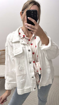JEANSJACKE HEART - WEISS