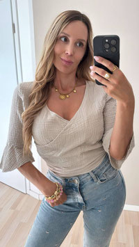 MUSSELINBLUSE MIN - BEIGE
