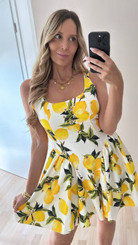 BALLONROCKKLEID LIMON - WEISS/GELB