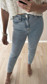 MOMFIT JEANS HEART - HELLBLAU