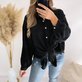 OVERSIZE MUSSELINBLUSE NEDA - SCHWARZ