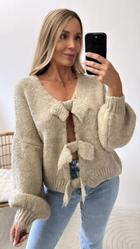 STRICKCARDIGAN BOW - TAUPE
