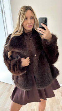 FAKEFUR JACKE LAURA - COFFEE