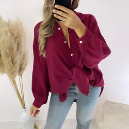 OVERSIZE MUSSELINBLUSE NEDA - BORDEAUX