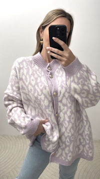 LAST ONE - STRICKCARDIGAN KARINA - LEOPARD FLIEDER
