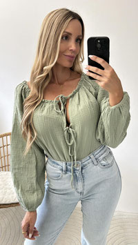 MUSSELINBLUSE HALY - KHAKI
