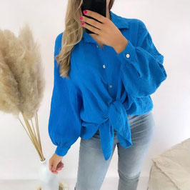 OVERSIZE MUSSELINBLUSE NEDA - ROYALBLAU