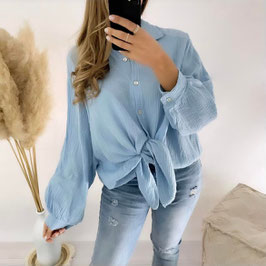 OVERSIZE MUSSELINBLUSE NEDA - HELLBLAU