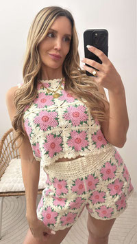 ZWEITEILER FLORA - BEIGE/PINK