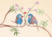 LOVEBIRDS (POSTCARD) - HAPPY H-ART