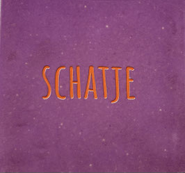 SCHATJE (LILA TEGEL, ORANJE TEKST) - YETT AGENTUREN