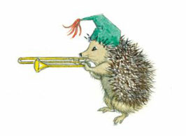 PCE 243 HEDGHOG BLOWING A TROMBONE