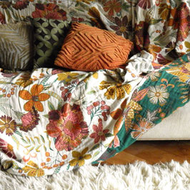 BLOOMING BLANKET XL OFF WHITE/PETROL (BBL04) - HI-DI-HI