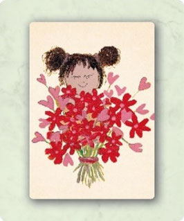 VOOR JOU: MEISJE MET BOS BLOEMEN (POSTCARD) - HAPPY H-ART