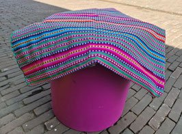 PICKNICKKLEED/DRAAGDOEK GROOT MAGENTA MET STREEPJES EN STIPJES (130 X 125 CM) - TITICACA