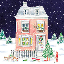 KERSTKAART ROZE HUIS IN DE SNEEUW (EG 112-662) - EDITION GOLONG