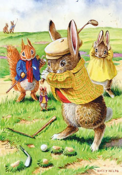 PCE 369 RABBITS AND SQUIRREL PLAYING GOLF